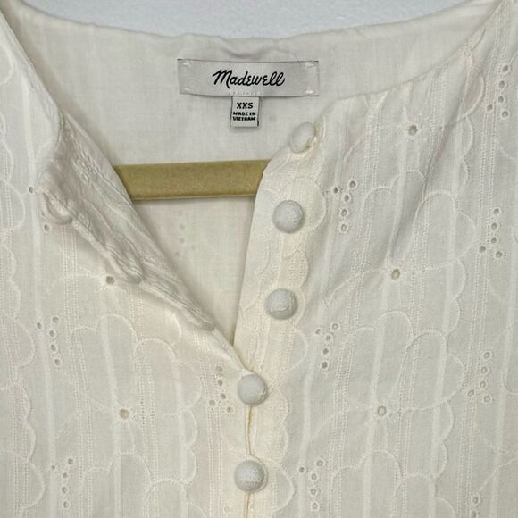 Madewell Embroidered Eyelet Button-Front Tiered Mini Dress size XXS - Picture 6 of 7